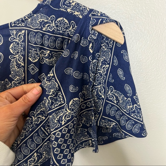 Lulus blue paisley bandana tie front mini dress size small - Picture 8 of 12
